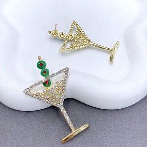 Martini Glass Crystal Stud Earrings